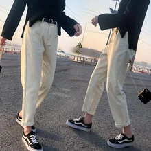 Осенние джинсы женские модные с высокой талией свободные джинсы женские прямые брюки джинсы для женщин в стиле бойфренд