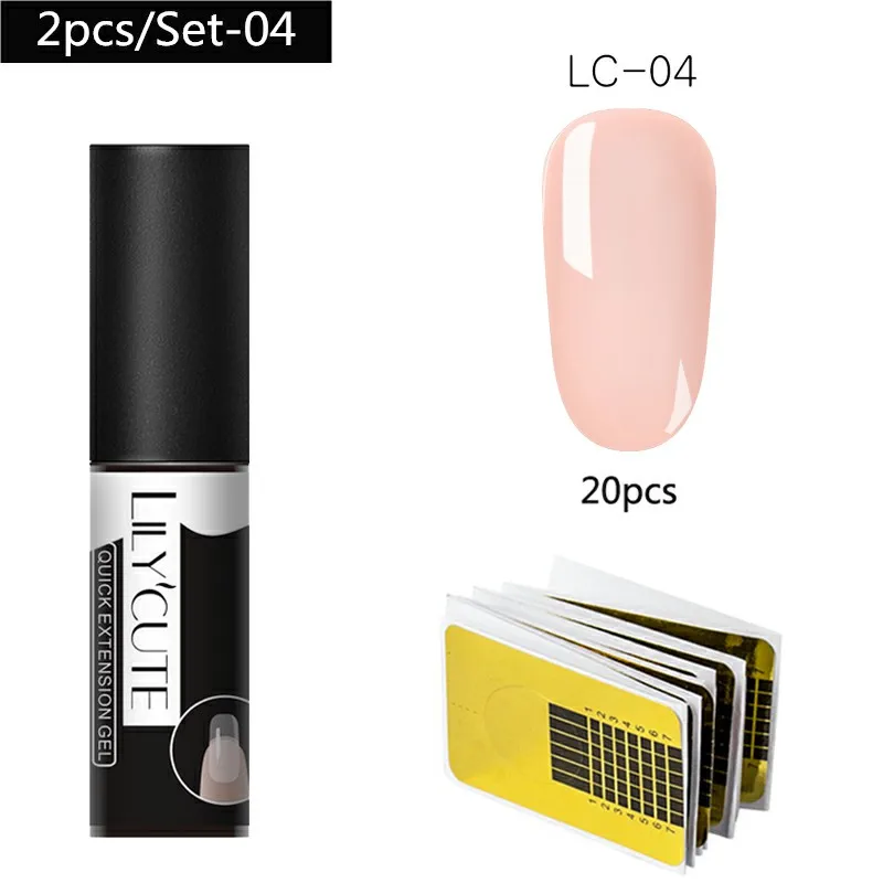 2 pcs Set LC-04 LILYCUTE, 5 мл, полигелевый удлиняющий гель, розовый, белый, прозрачный, быстростроительный гель для ногтей, впитывающий УФ гель для ногтей - Цвет: 2 pcs Set LC-04
