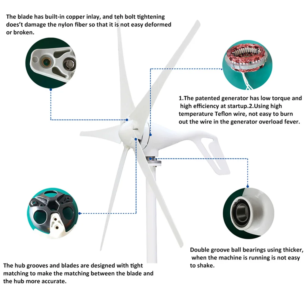 2017 Hot Selling Wind Generator Wind Turbine 200w ; Combine with 12V /24V Option wind controller ; 3 years warranty