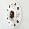 Coffee Hand Coffee Beans Wall Clock with LED Backlight Modern Design Cafe Coffee Mug Reloj De Pared Kitchen Acrylic Wall Watch 3