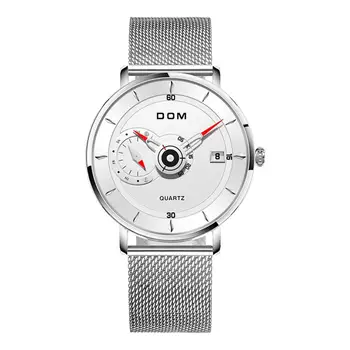 

DOM New Sport Mens Watches Top Brand Luxury Full Steel Quartz Clock Waterproof Big Dial Watch Men Auto Male Wristwatch M-1299
