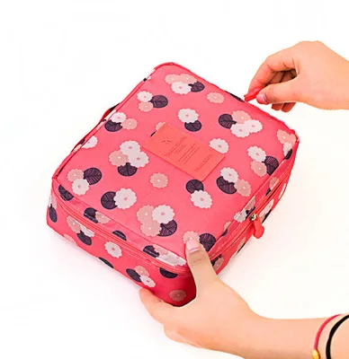 Free Shipping Women Cosmetic bag High Quality Make Up Bag Organizer Travel Cosmetic Case For Female Storage Toiletry Bag Red flowers