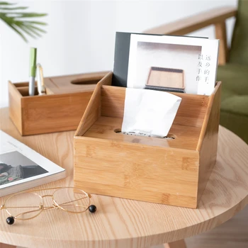 

Bamboo Rectangular Tissue Box Holder Storage Paper Box Tissue Box Cover Car Wood Napkins Holder Case Organizer Home Decoration