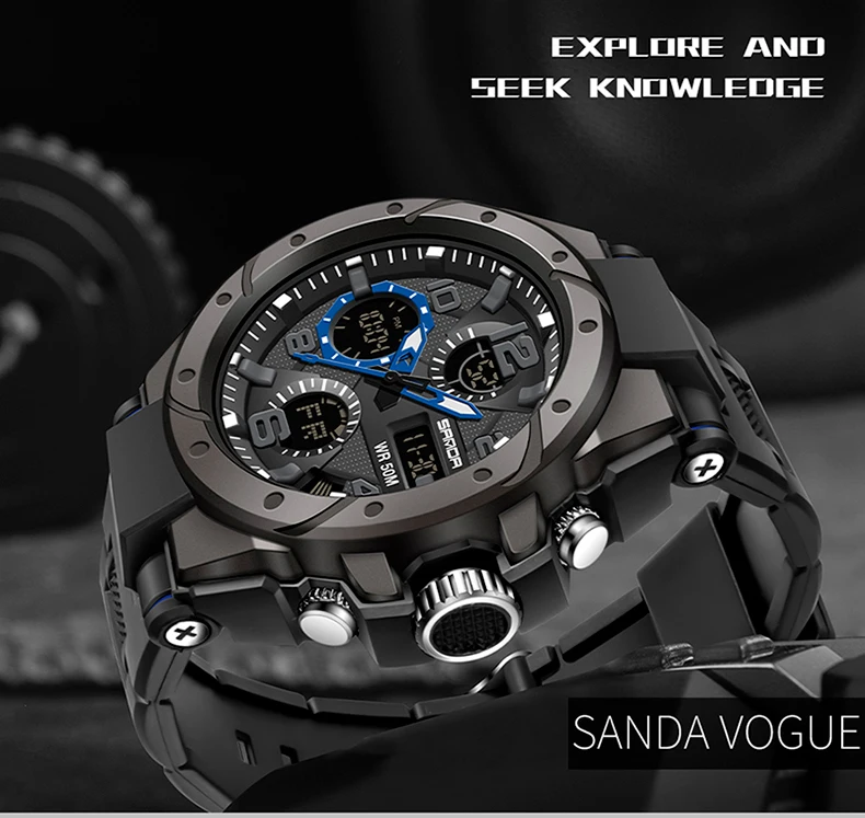 SANDA Sport Men Wrist Watch Top Brand Luxury 2020 Military Quartz Watch For Men Waterproof S Shock Male Clock relogio masculino