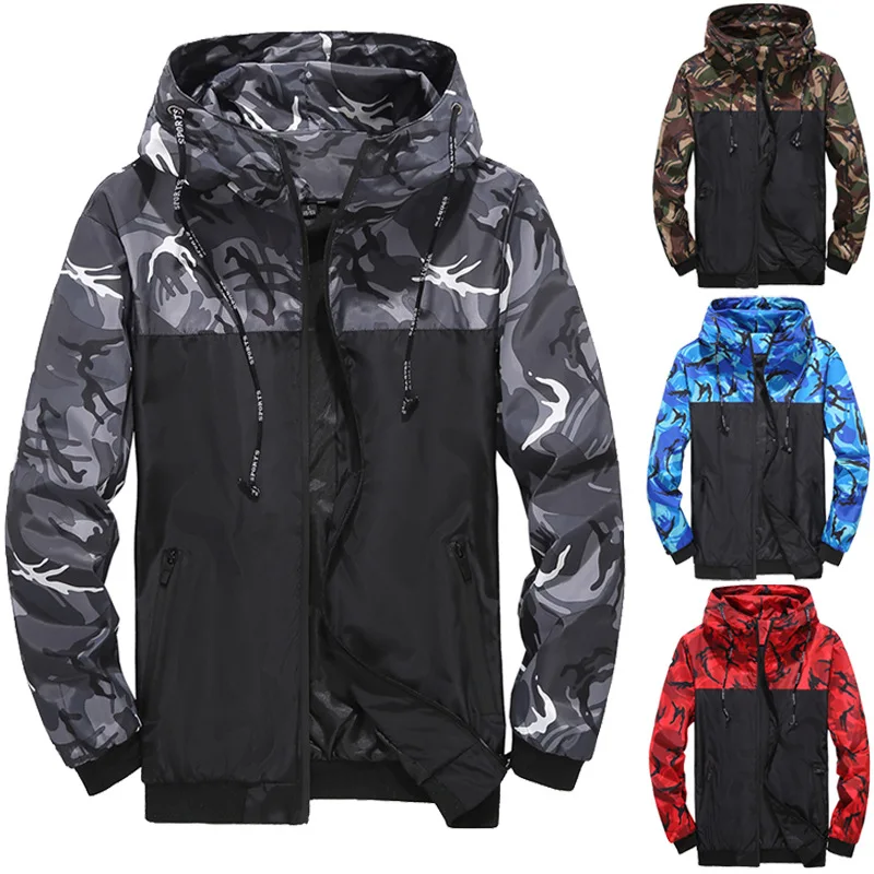 

Men Winter Camo Windproof Rainproof Waterproof Breathable Coat Hooded Zipper Jacket Outwear Cool Coat Fashion Jacket Plus Size