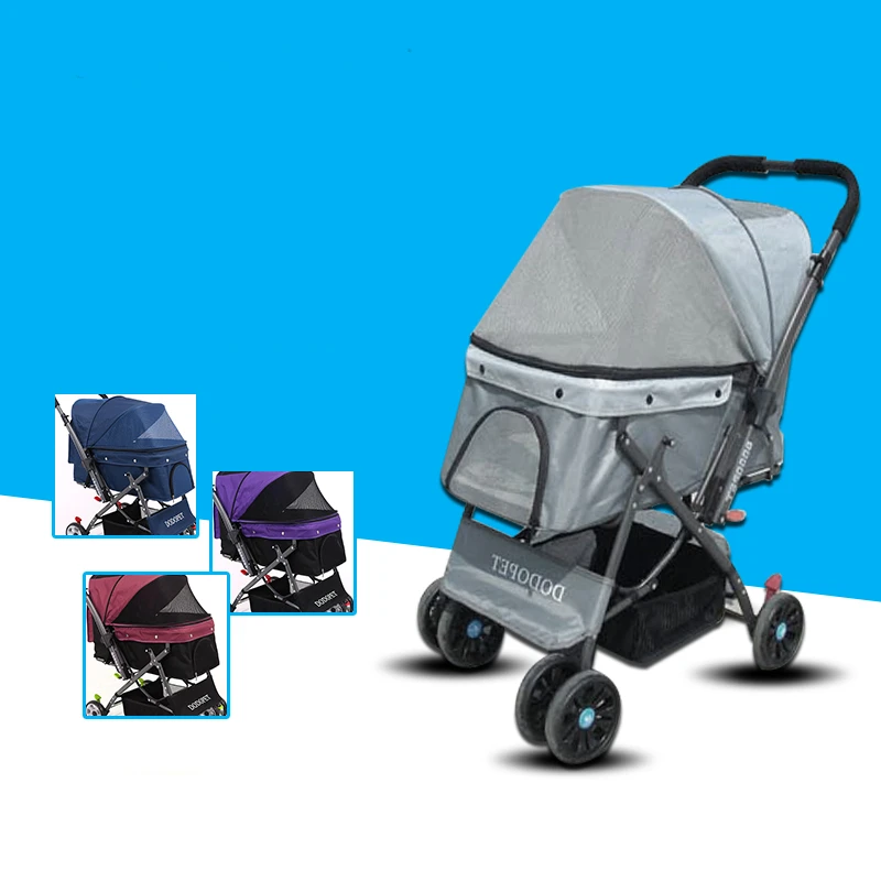 Коляска ударная Двусторонняя Роскошная коляска для домашних животных может быть очищена складной толчок собака кошка автомобиль