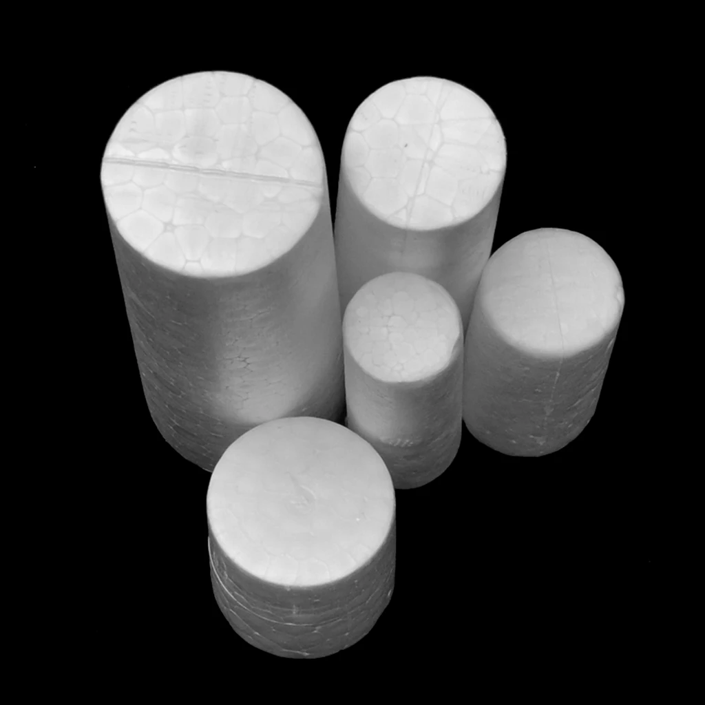 10Pcs Craft Foam - Cylinder Shaped Foam for DIY Home Craft Project, Christmas Tree, Table Centerpiece, White Polystyrene Foam