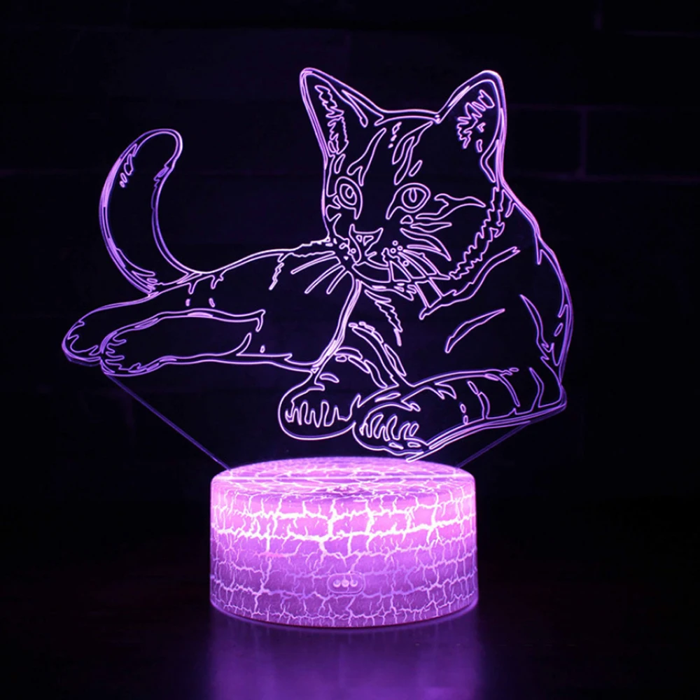 

Cat 3D Lamp Night light 7 colors USB Creativity table lamp Lover Kids birthday led festival decoration Visual light Gift lights