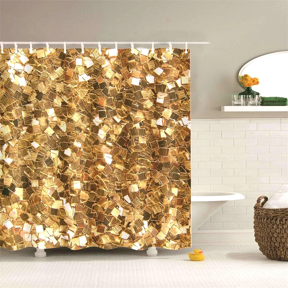 Dafield Gold Coin Bathroom Decor Unique and Genuine Design Polyester
