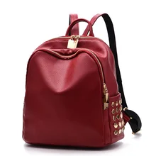 

MONNET CAUTHY 2021 Newest Backpacks Summer Fashion Leisure Rivet Soft PU Zipper Solid Color Black Wine Red Deep Blue Ladies Bags