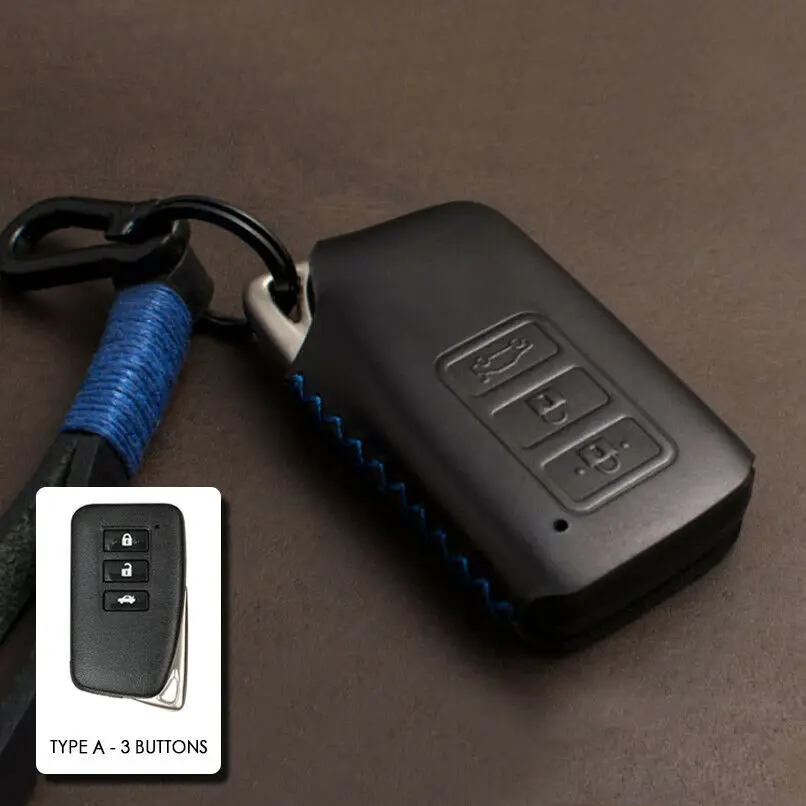 1 шт. чехол для ключей от автомобиля из натуральной кожи, защитный чехол для Lexus NX200 ES200 250 RX200t, чехол для ключей ES RS GS IS LX NX Series - Название цвета: 3Button - Black Blue