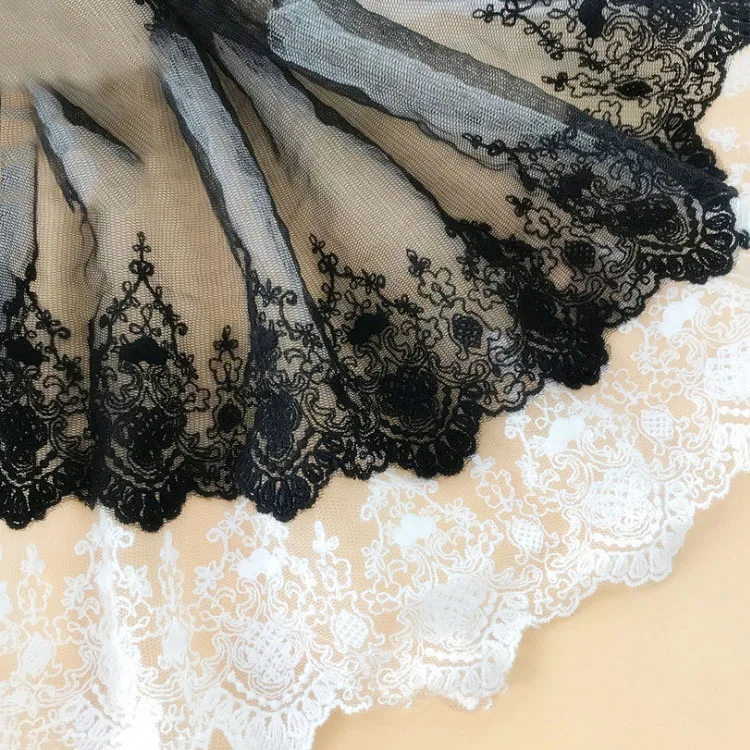 

Black/White Embroidered Lace Fabric Trim Ribbon Wedding Decoration Handmade Crafts DIY Garment Sewing Accessories 20 yards/lot