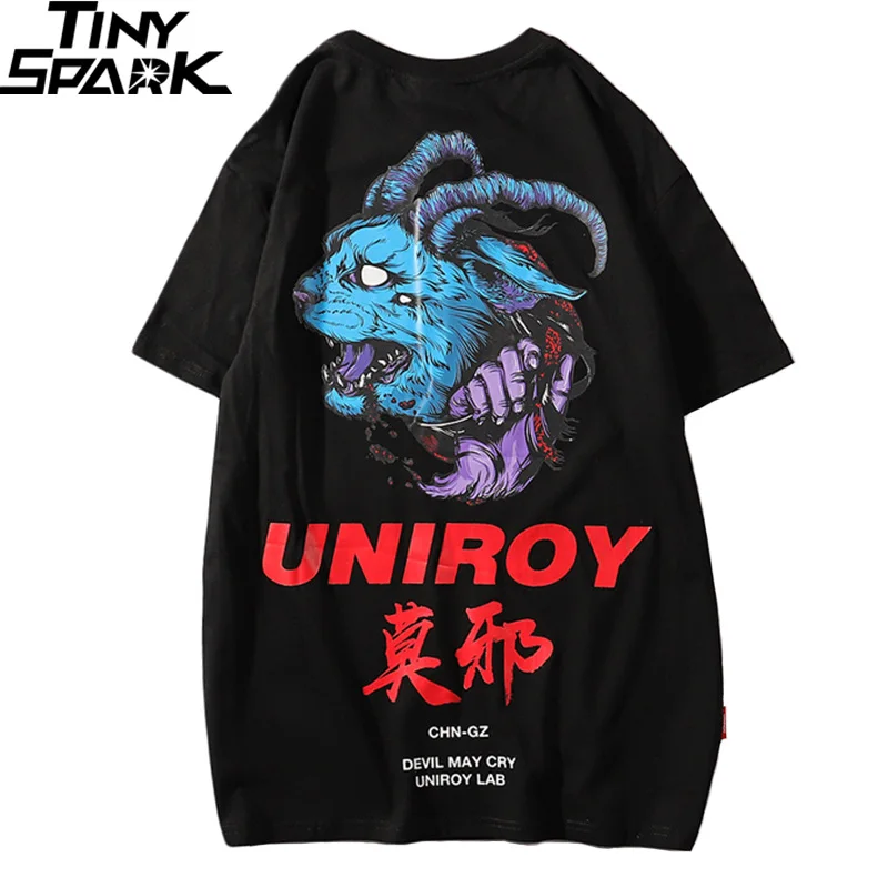 Футболка Синий Дьявол мужские хип-хоп футболки Харадзюку уличная летняя футболка короткий рукав хлопок топы тройники с принтом сзади хипстер