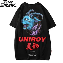 Футболка Синий Дьявол мужские хип-хоп футболки Харадзюку уличная летняя футболка короткий рукав хлопок топы тройники с принтом сзади хипстер