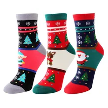 Для женщин хлопковые носки милые забавные, принт с героями мультфильмов Kawaii, носки Harajuku Рождество Skarpetki подарок для девочек 3 пар/лот# F