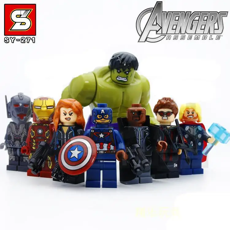 

8pcs Legoinglys Marvel Avengers Series Building Blocks Iron Man Batman Captain America Caps Compatible Assembly Blocks Toys