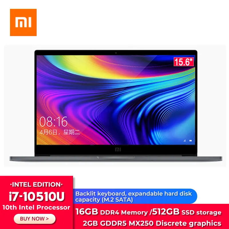 Оригинальный ноутбук Xiaomi Laptop Pro улучшенный 15 6 дюйма m2 512 2 ГБ GDDR5 память 16 Гб ОЗУ SSD
