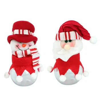 

2Pcs Christmas Santa Claus Candy Jar Snowman Cookie Plastic Decorative Boxes