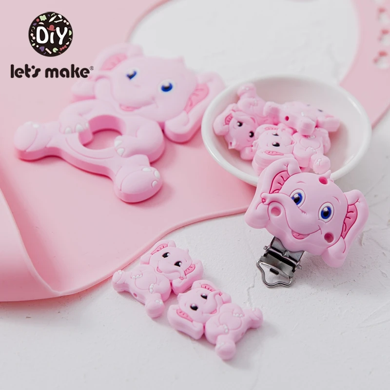 

Let'S Make 20PCS Pacifier Clip Silicone Smile Elephant BPA Free Food Grade Cartoon Clip Nipple Chain Accessories DIY