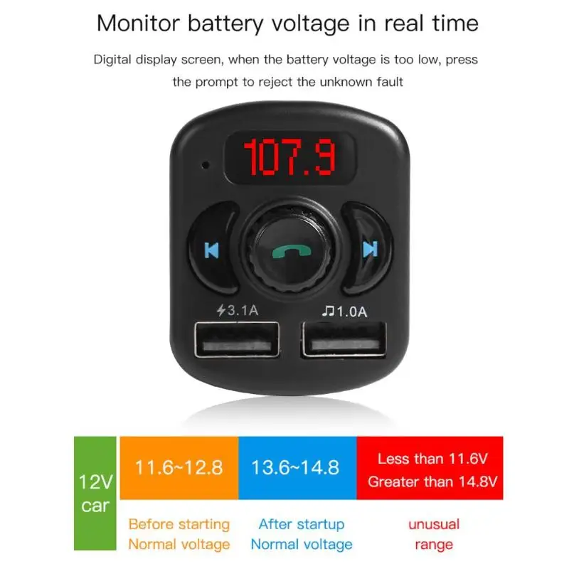 807E Bluetooth Handsfree автомобильный комплект fm-передатчик MP3-плеер 3.1A USB зарядное устройство