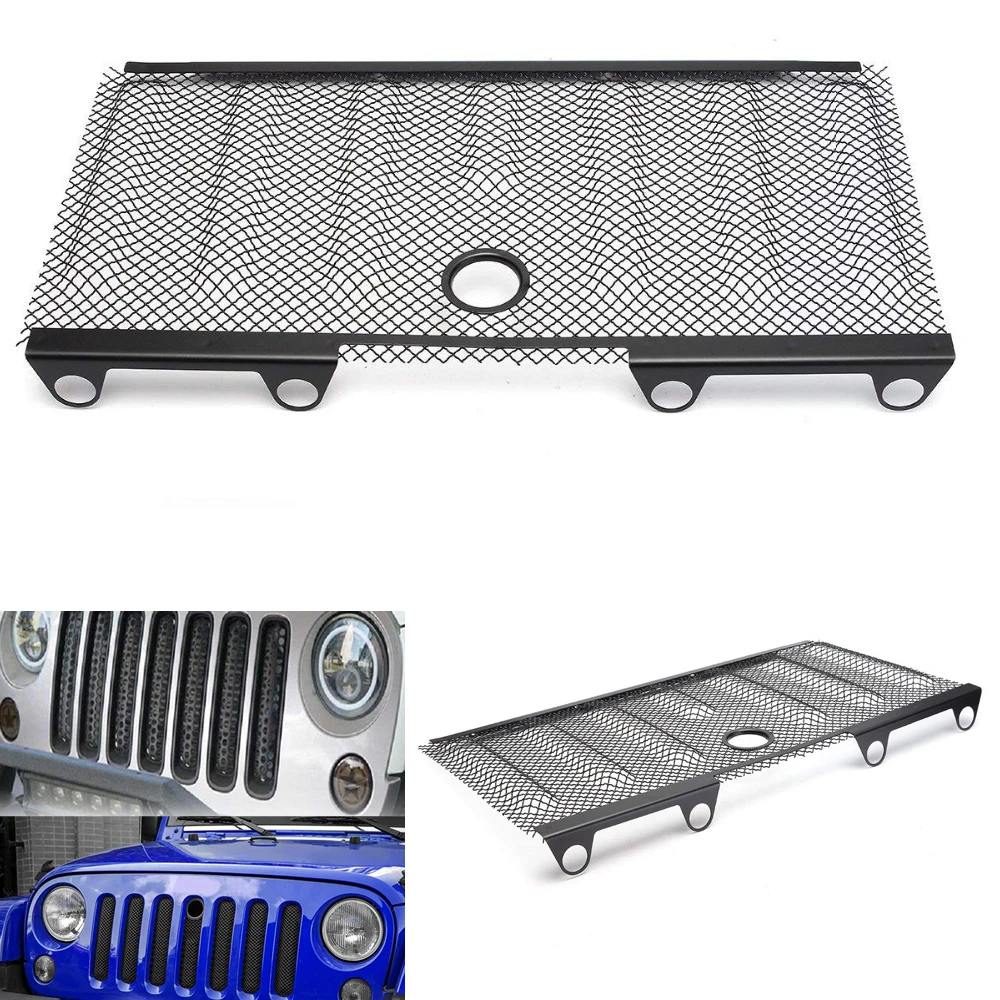 For Jeep Wrangler JK Front Hood Grille Steel Mesh Guard Stainless Steel