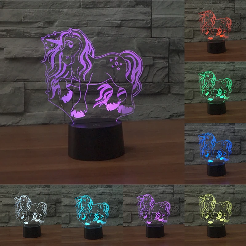 

16 Colors Remote Control 3D Projector Lamps LED Unicorn Illusion Night Light Christmas Gift Toys Decoration Lights For Kids