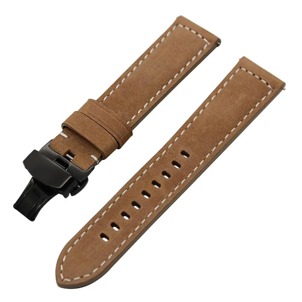 Итальянский ремешок для часов из натуральной кожи для huawei Watch GT 2 46 мм 42 мм быстросъемный стальной ремешок с бабочкой и пряжкой браслет на запястье