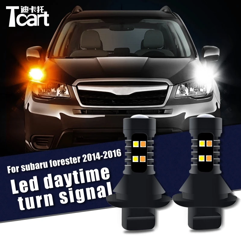 

Автомобильные аксессуары для Subaru Forester sj 2014 2015 2016 2017 2018 светодиодный дневный ходовой светильник Turn Drl 2в1