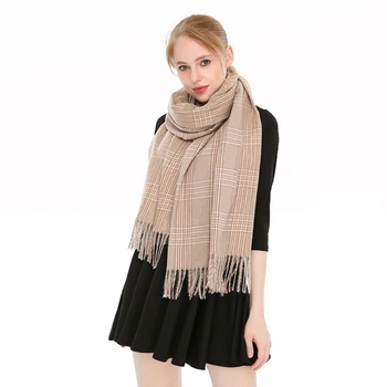 

Luxe Merk Plaid Sjaal Voor Vrouwen Winter Kasjmier Sjaals Wraps Vrouwelijke Warm Tassel Pashmina Sjaals Lady Unisex Hals Stole