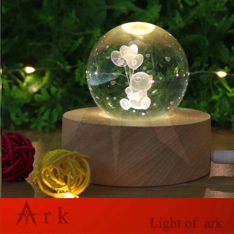 3D bear crystal ball wood tabale lamp night light-02