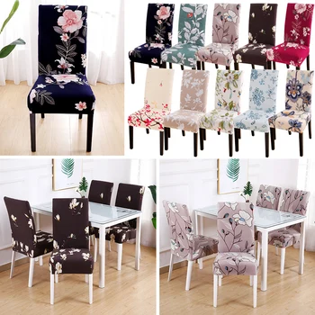 

1/4/6PCS Floral Print Chair Covers Spandex For Wedding Dining Chair Cover Room Stretch Elastic Office Banquet