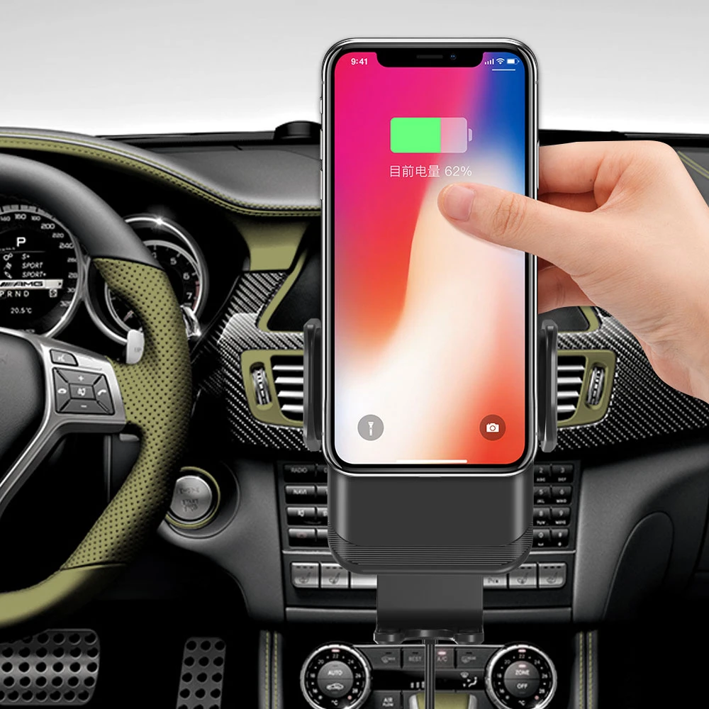 10 Вт беспроводное автомобильное зарядное устройство для iPhone X XS MAX XR 8 Plus huawei P30 pro Беспроводная Быстрая зарядка автоматический зажим Автомобильный держатель для телефона