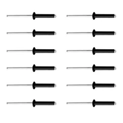 Rivet en aluminium, trou borgne, bride, tête de dôme, extrémité ouverte, noir 