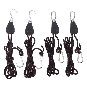 

2Pcs Adjustable Light Lifters Hangers Rope Ratchet Lifters Alloy Hook Pulley