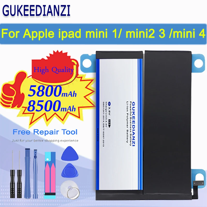 Аккумулятор GUKEEDIANZI для планшета Apple ipad mini1 mini 1/mini2 3 mini2/3/mini 4 mini4 A1512 A1489 A1490 A1491 A1599