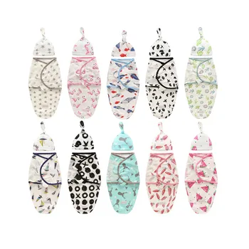 

2 Pieces Set Newborn Swaddle Wrap + Hat Cotton Baby Receiving Blanket Bedding Cartoon Cute Infant Sleeping Bag For 0-6 Months