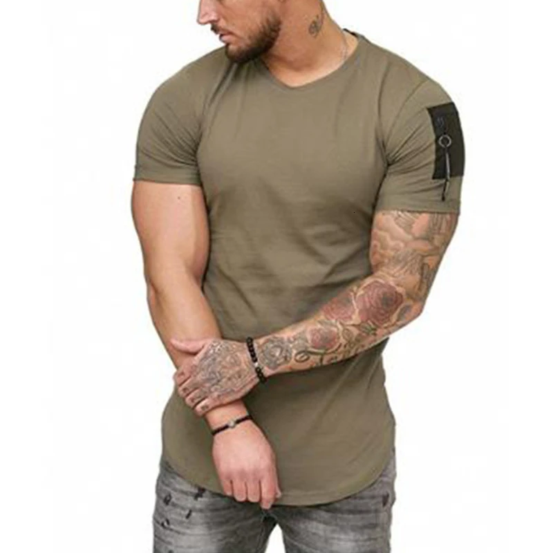 Moomphya/уличная Летняя мужская футболка в стиле хип-хоп на молнии, удлиненная футболка с изогнутым подолом, тонкая забавная футболка, camisetas hombre