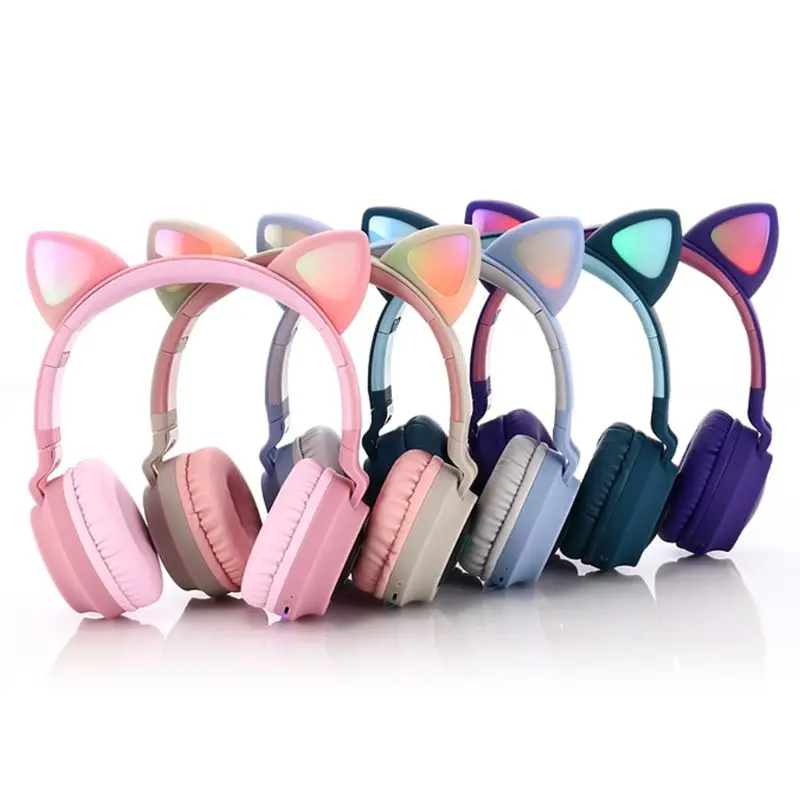 Wireless Bluetooth 5 0 Headset Head mounted Stereo Sound LED Light Headphones