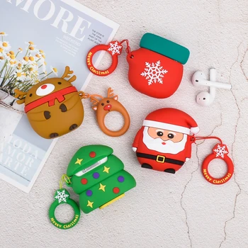 

Christmas Cartoon Earphone Case For Apple Airpods 2 1 Santa claus Bluetooth Wireless Earphone Cover With Hook For Apple Air Pods