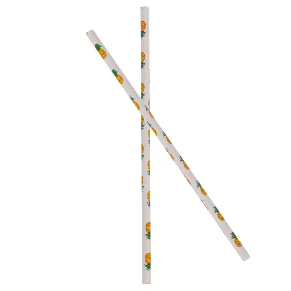 

100 Pieces Party Drinking Straws Disposable Paper Pineapple & Watermelon