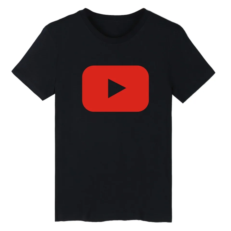 Забавная хлопковая Футболка с принтом логотипа Youtube черная Белая Мужская/женская