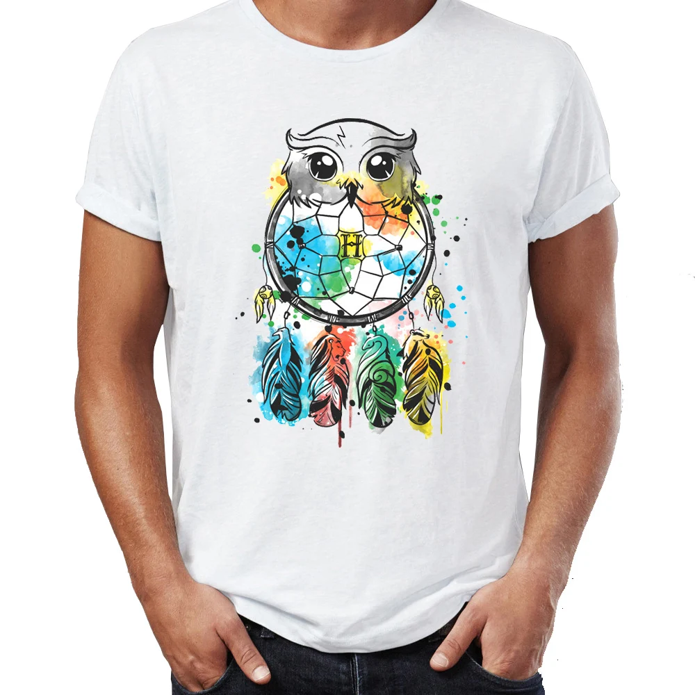 

Men's T Shirt Tribal Watercolor Owl Artsy Awesome Artwork Drawing Printed Tee