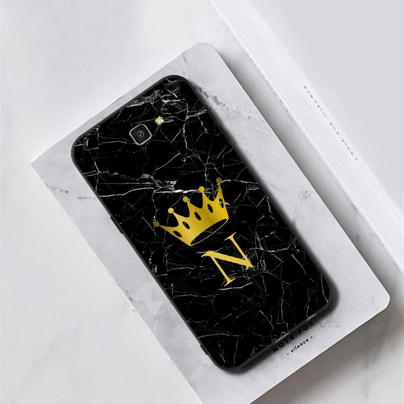 Custom name Letter Monogram Black Marble crown