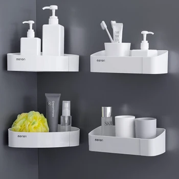 

Storage Rack Non-perforated Bathroom Shelf Tripod Wall-mounted Toilet Washstand Single-layer Corner Stand Bathroom Accessories