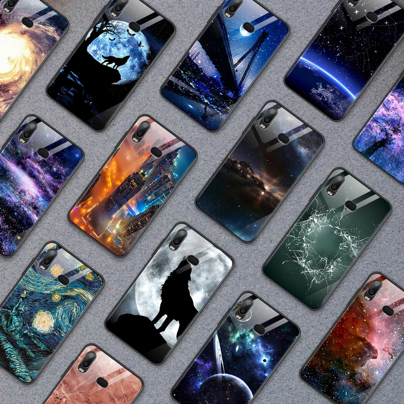 

for Samsung Galaxy A10 A20 A30 A40 A50 A6S A70 A8S A80 A90 Back Tempered Glass Cover J4Plus M10 M20 M30 Note9 TPU Phone Cases