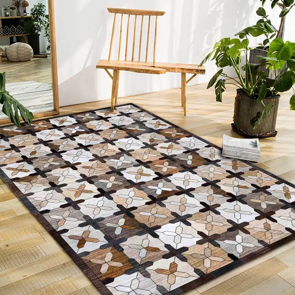 

Mediterranean Geometric parquet big size carpet plush Floor mat customize Muslim nation Prayer mat printed bedroom non-slip rug