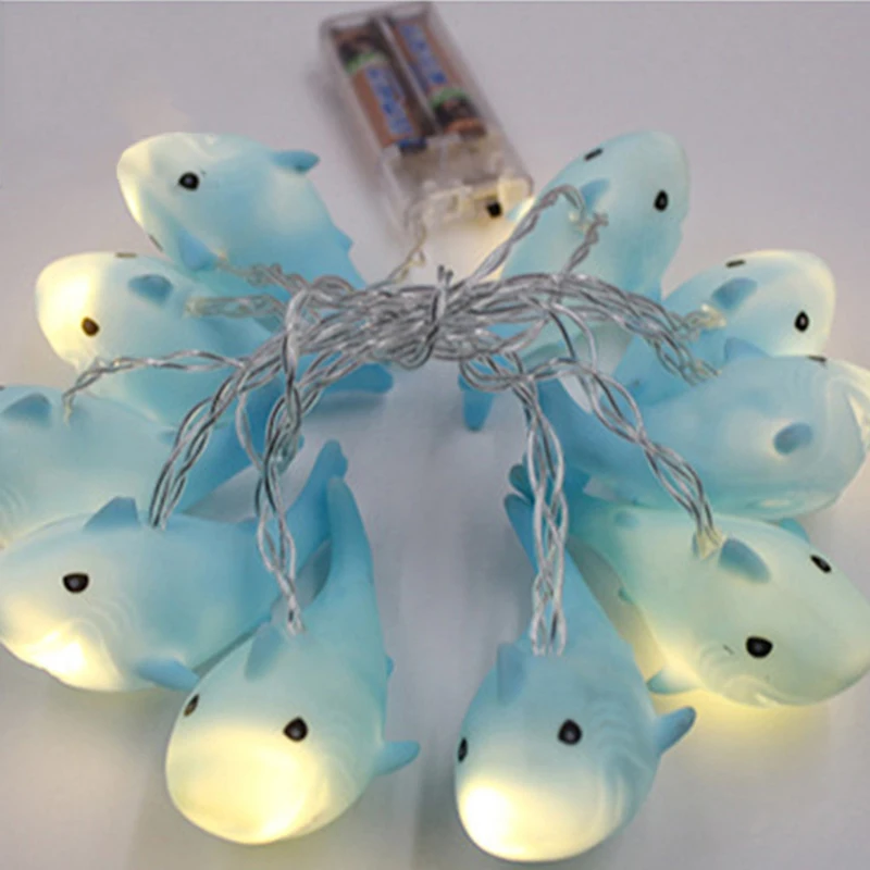 

Led Night Light 1.8 Meter Battery Powered Cute Animal Shark Shape 10 Led Fairy String Lights for Home Party Children
