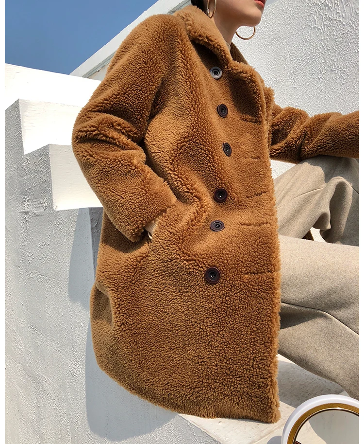 Женское пальто из натуральной овечьей шерсти, зимнее пальто, женское корейское модное пальто из шерсти ягнёнка, меховое пальто для женщин, одежда, ZR-CHANG12, YY904