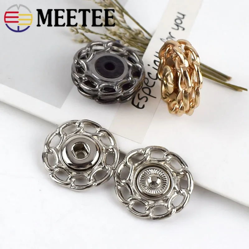 Круглые металлические пуговицы Meetee высокого класса с цепочкой золотистые
