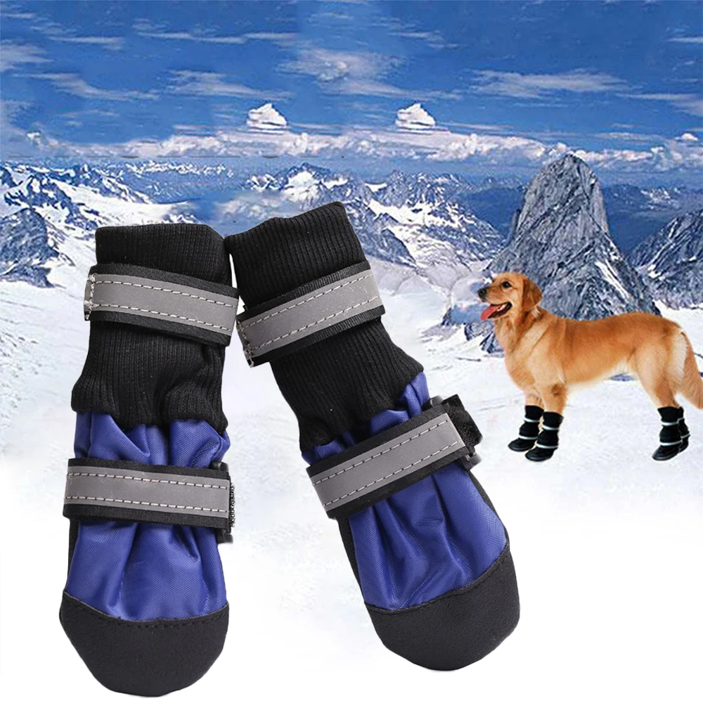 4pcs Winter Pet Dog Shoes Waterproof Snow Rain Anti Slip Pet Boots Paw Protector Reflective For